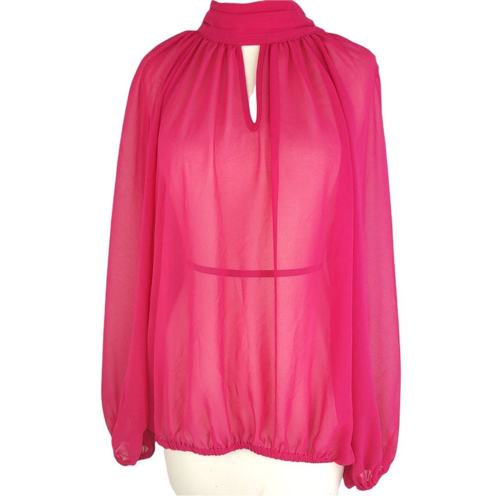 NY&C NewYork & Company Women’s Keyhole Sheer Blouse Button Details Sz XL. NWT